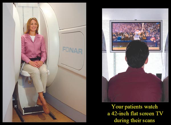 Patient Seat in Upright MRI watching TV